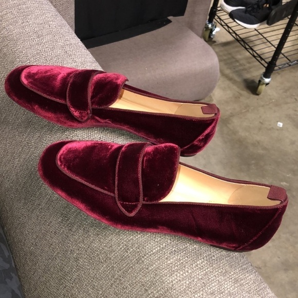 J Crew Marie Tab Loafers in Velvet Rich Burgundy Style BD334 - Picture 3 of 4